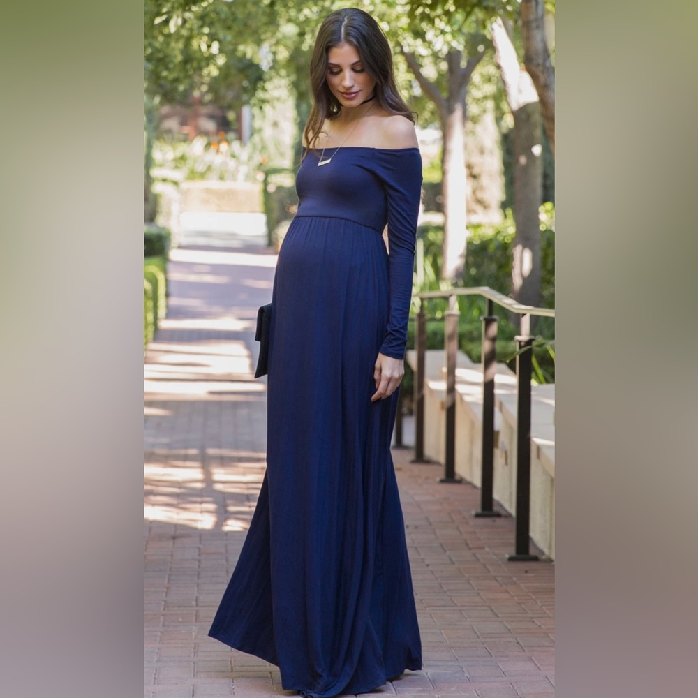 Pinkblush | NWOT Navy Blue Maternity Maxi Dress, size S